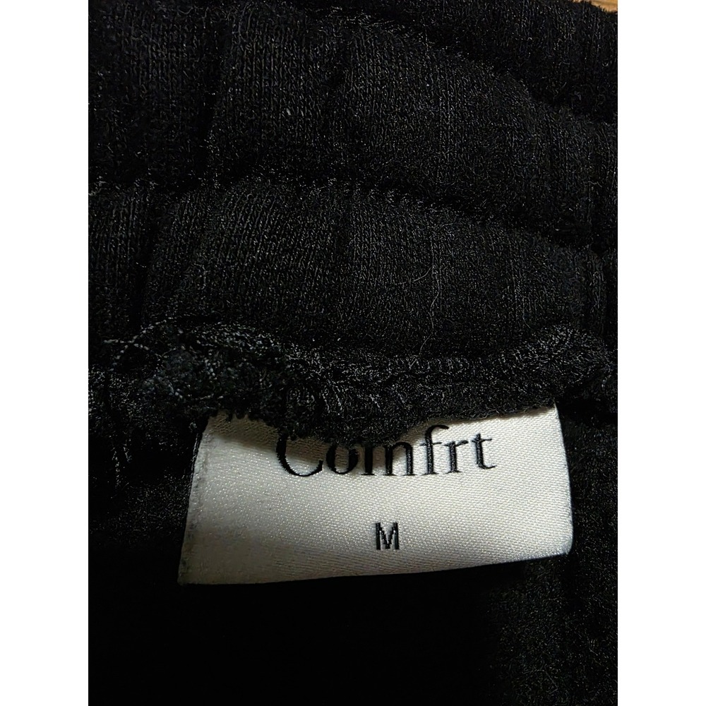 Comfrt Black Fleece Wide Leg Sweatpants Relaxed Fit Lounge Pants Medium - Picture 2 of 4